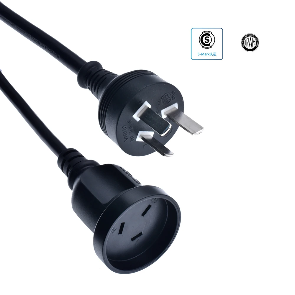 Argentina Power M/F Extension cable,Argentina type male Plug to Female Outlet Socket S-MARK Certified Power Cable 3G1.5mm Wire