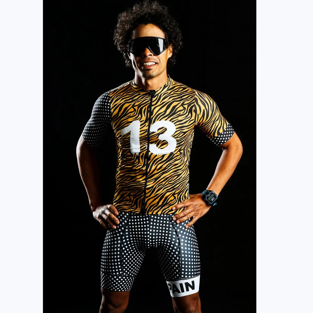 Love The Pain Leopard Personality Men Summer Cycling Jersey Set Bib Shorts Mtb Road Cycling Quick dry Shirt Set Maillot Ciclismo