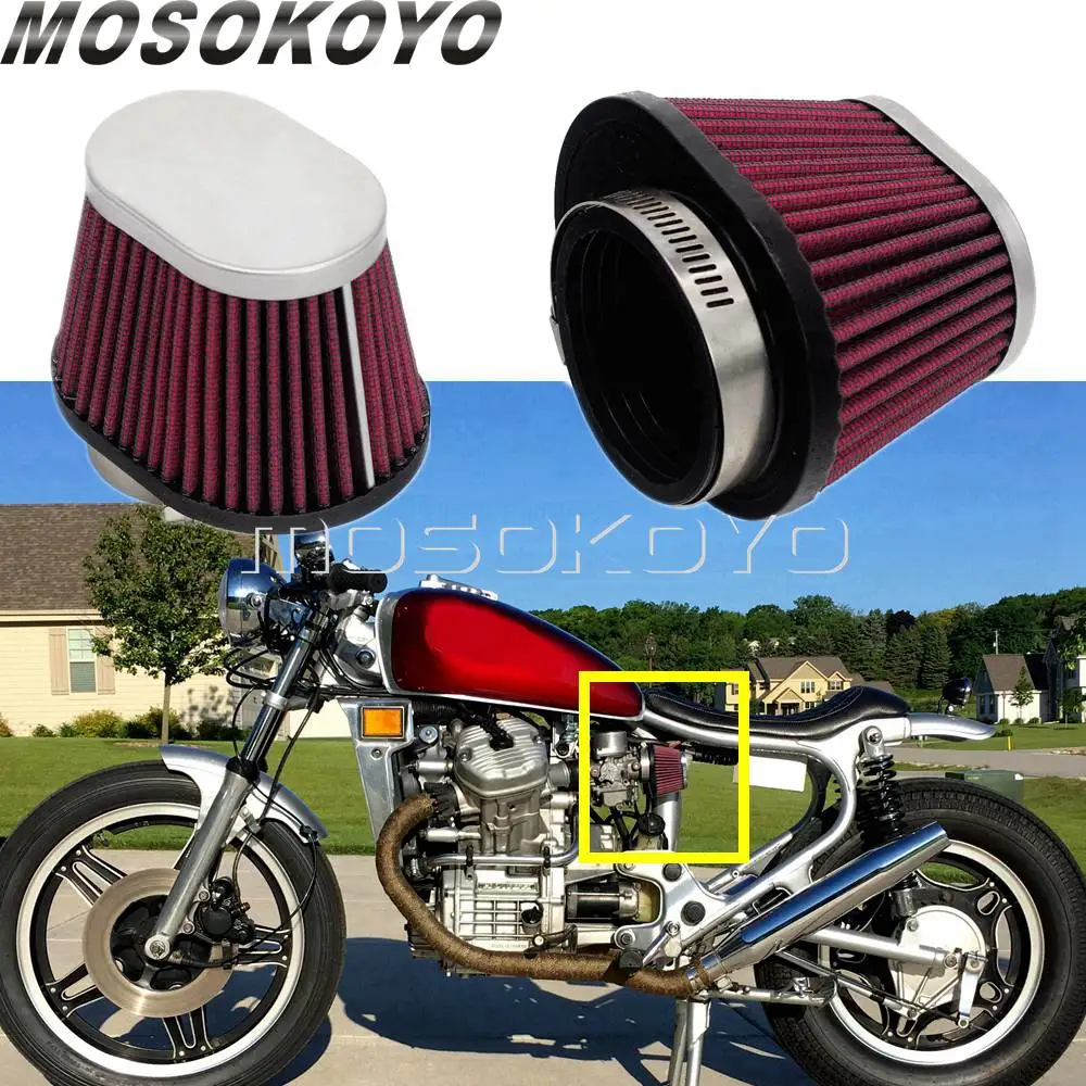 Universal Cafe Racer Air Filter Motorcycle 48mm 52 mm Air Cleaner Oval Pod Filter For Honda Yamaha Kawasaki Suzuki CB CG GS CX