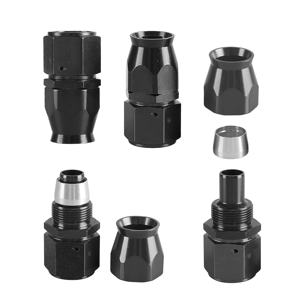 AN4/6/8/10/12 Straight 0°/45°/90°/180°  Degree Reusable Hose End Fitting Adapter For Swivel PTFE Oil Fuel Line Hose End Fitting