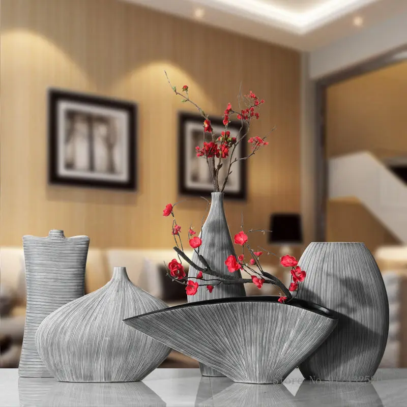 Chinese Zen Vase Decoration, Creative Living Room Dried Flower Arrangement, TV Cabinet Office Simple Decorations, New