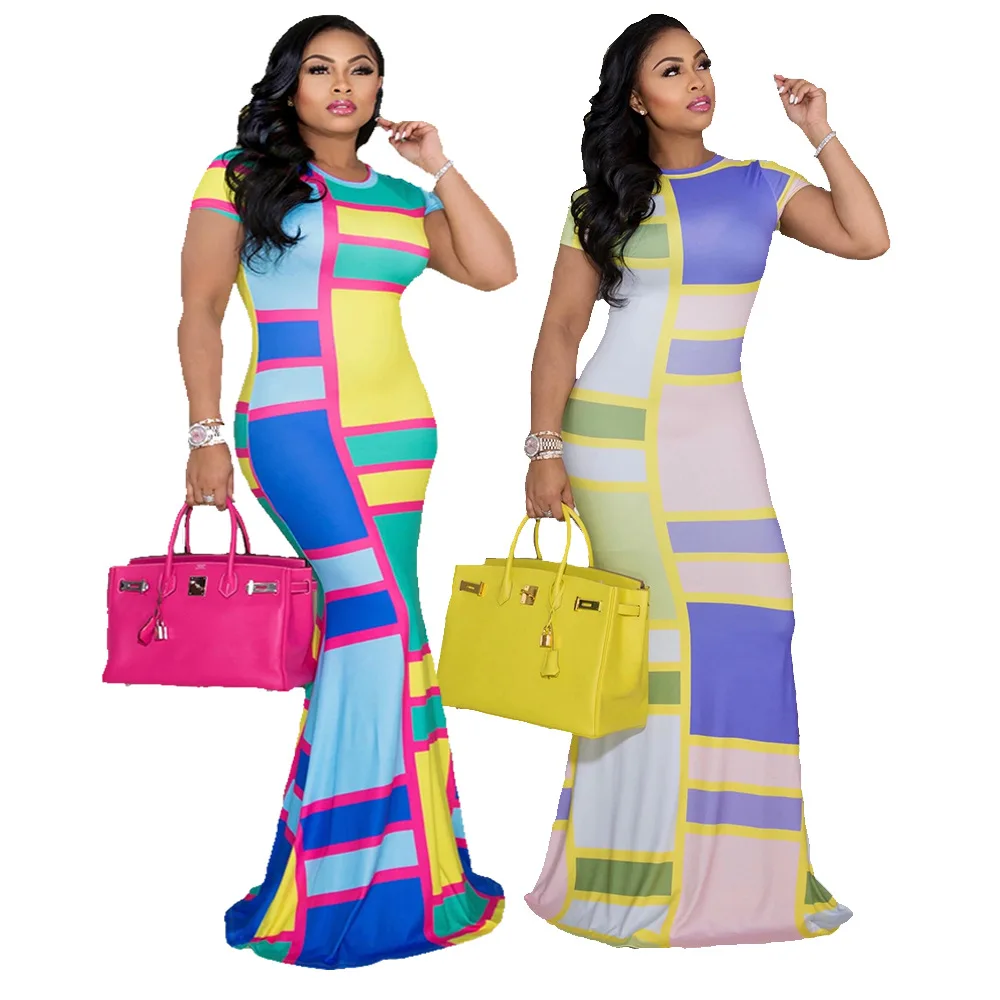 

Summer Dress African Print Dresses for Women 2021 African Clothes Bodycon Maxi Dress Dashiki Robe Africaine Femme Dress