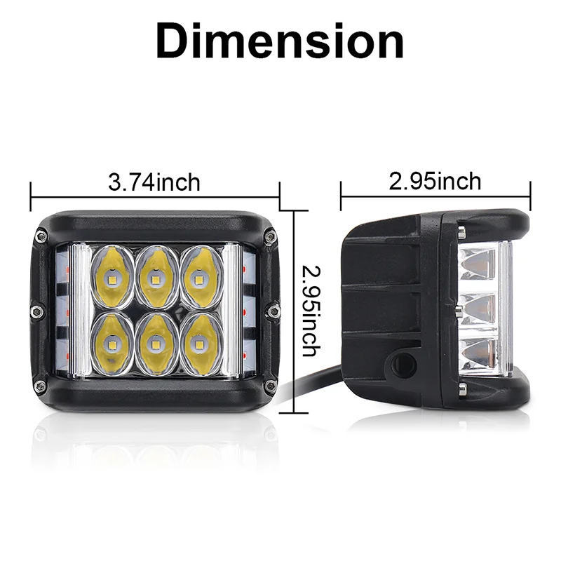 Luz Led de trabajo de Tirador Lateral de 4 pulgadas, luz roja/azul/Verde/amarilla DRL de 4 pulgadas, para camión, ATV, SUV, UTV, 4x4, todoterreno, 2 piezas