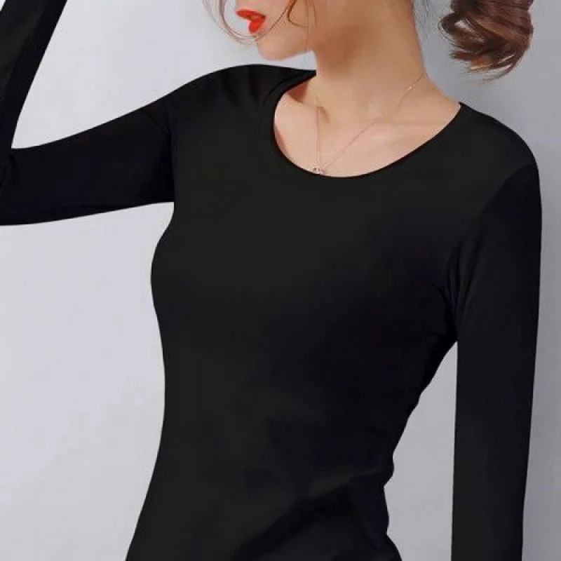 Women Thermal Underwear Winter Turtleneck Bottom Shirt Solid Semi High Collar Long Sleeve Basic T-Shirt Heating Fiber Pullovers image 5