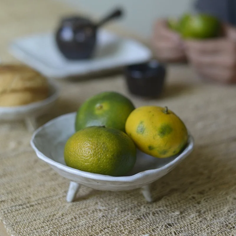 Creative Triangle Fruit Plate Tableware Stoneware Plate Kitchen Large Snack Plate Storage Tray Japanese Sushi Dipping Plate