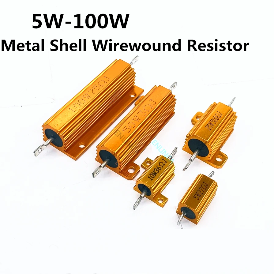 1PCS RX24 10W 25W Alumínio Shell Power Metal Caso Wirewound Resistor 0.01 ~ 30K 1 2 3 5 6 8 10 20 100 150 K 10 1K Ohm