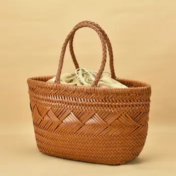 法國手工編織100%真皮單肩包,內含休閒編織袋,復古購物袋,斜背手提包 10 最佳銷售 真皮編織包 - №3