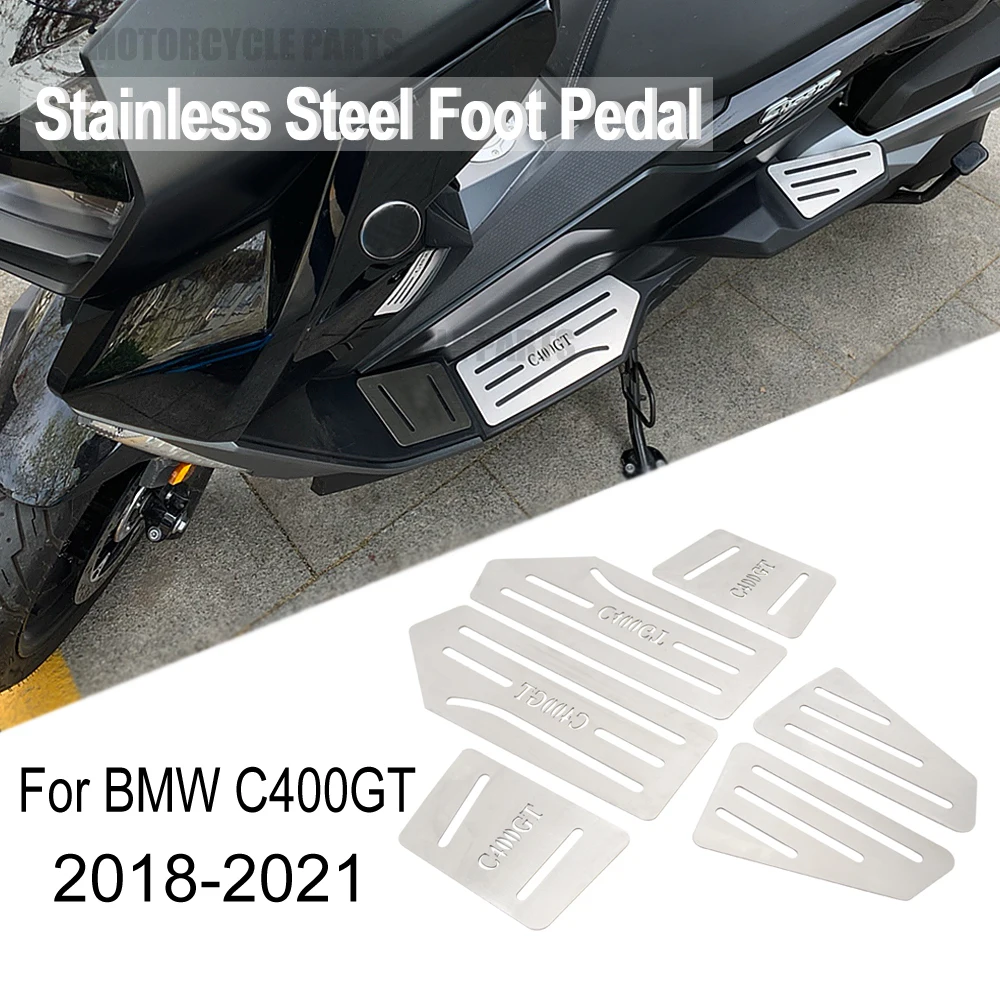 NEW Motorcycle Stainless Steel Foot Pegs Pedal Kits Footrest Footboard Step FOR BMW C400GT C 400 GT 2022 2021 2020 2019 2018