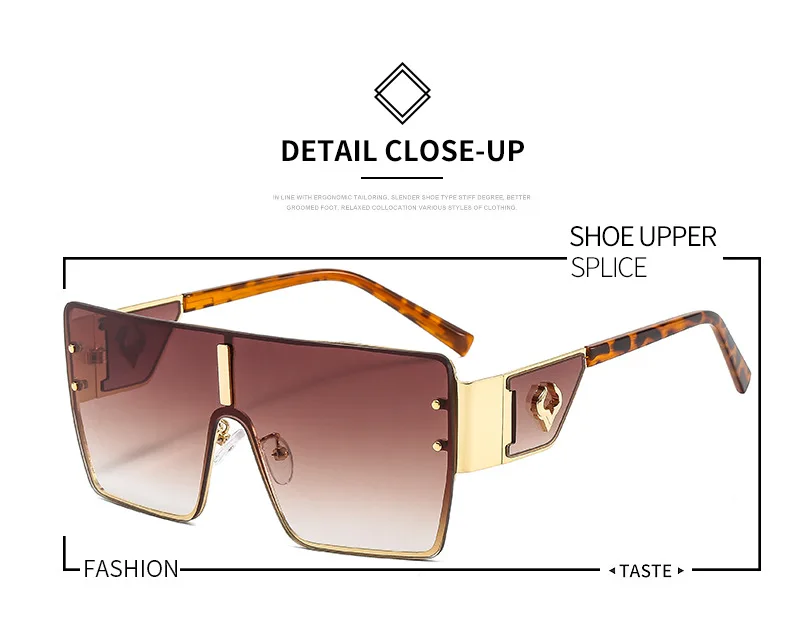 Vintage Punk Übergroße Sonnenbrille Männer Designer Fahren Gläser Frauen Luxus Retro Quadratischen Metall Rahmen UV400 Brillen – Detail 2