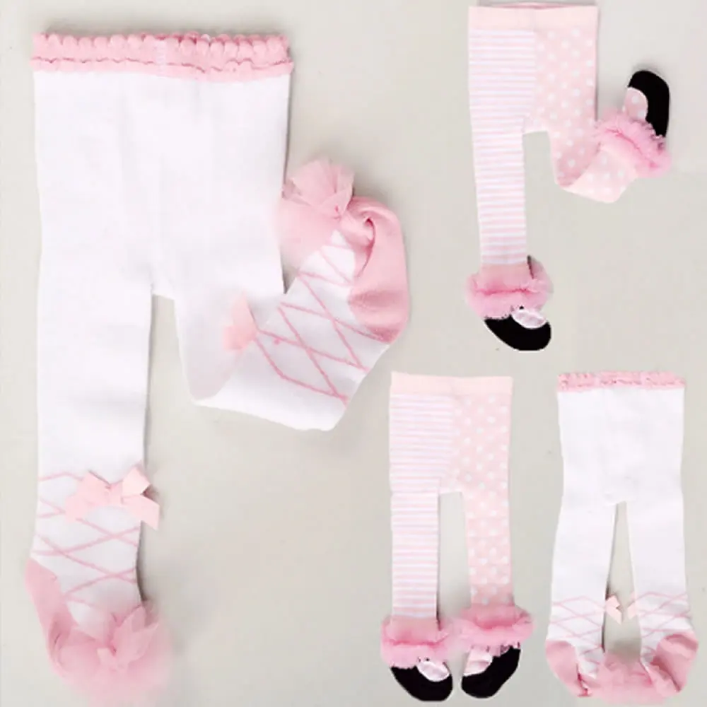 Baby Tights Cotton Cute Lace Bows Baby Girl Tights Clothes Winter Newborn 0-24Month Girls Pantyhose Menina Collant Tight