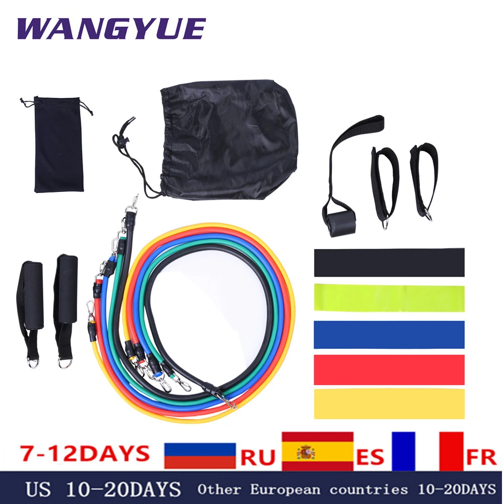 17Pcs/Set Latex Resistance Bands Gym Door Anchor Ankle Straps Resist band Kit Yoga Exercise Band Fitness Expander Loop Tube Pull