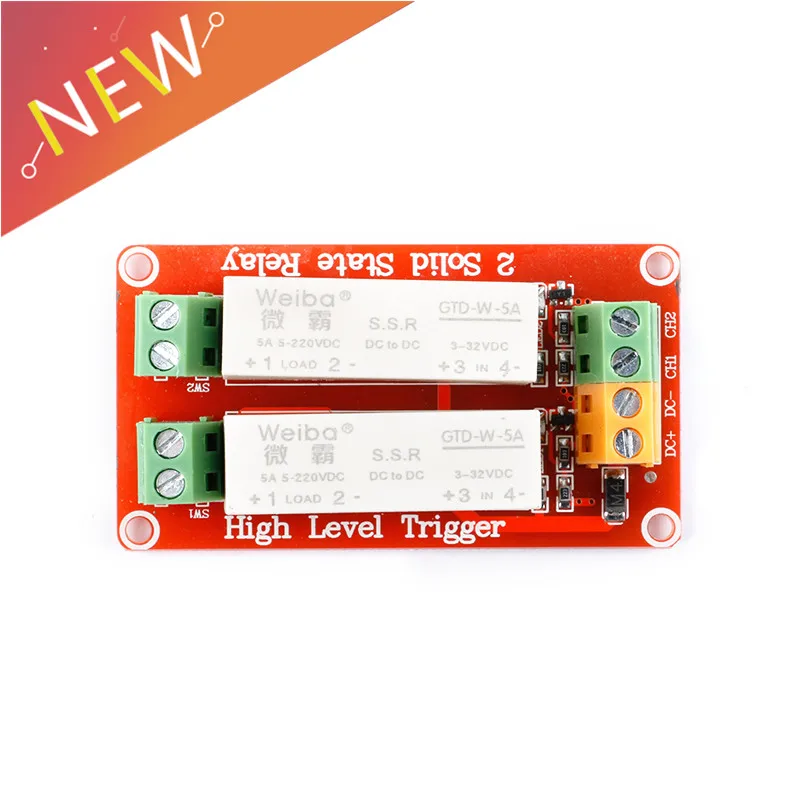 5A 1 2 Channel Way Relay Module High Level Trigger DC Solid State Relay Module Control Board Single Phase Device Electrical