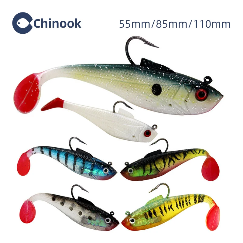 Chinook soft bait Jig Lead Head lure Soft bait Wobblers worm Fishing Silicone Fish Artificial Bait Fishing