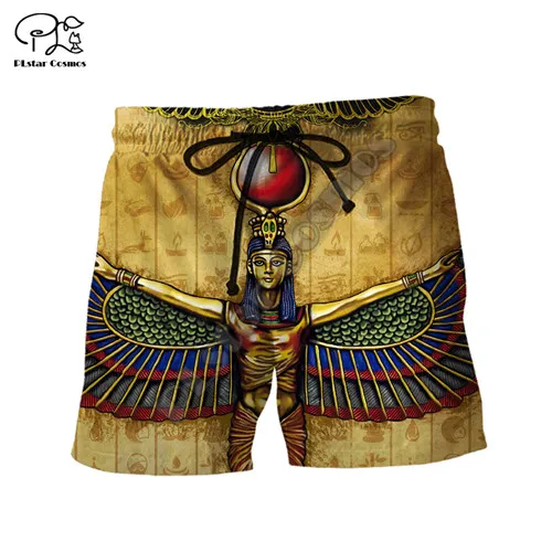 PLstar CosmosHorus Ancient Horus Egyptian God Eye of Egypt Pharaoh Anubis face 3dPrint Summer Short pants Shorts Men/Women S-1