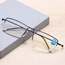 Business Anti-blue Progressive Multifocal Reading Glasses Women Smart Zoom Elderly Eyewear Men Protable Presbyopic Glasses