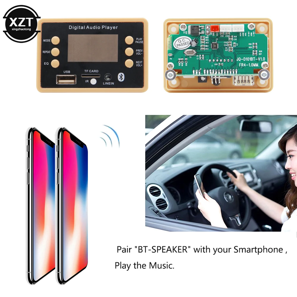 MP3 Decoder Decoding Board Module 12V Bluetooth 5.0 MP3 Player for Car USB WMA WAV FLAC APE for TF Card FM Remote Color Screen