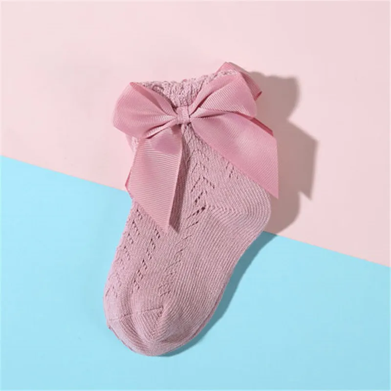 Newborn Baby Girls Mesh Socks Summer Thin Cotton Fashion Bow Princess Socks Infant  Solid Color Socks Clothes Accessories 0-5Yrs