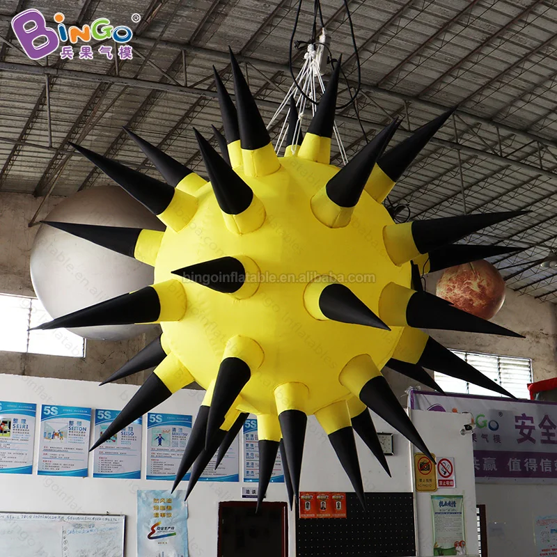 Promotion Price 2 PCS Inflatable Star Lighting with Thorns for Sale / Hanging Inflatable Spiky Star Balloon Toys