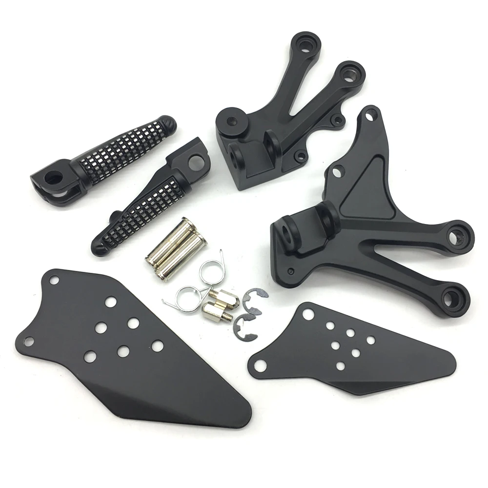 

Motorcycle Black Front Rider Foot Pegs Footrest Bracket Fit For Kawasaki Ninja ZX10R 2004-2005