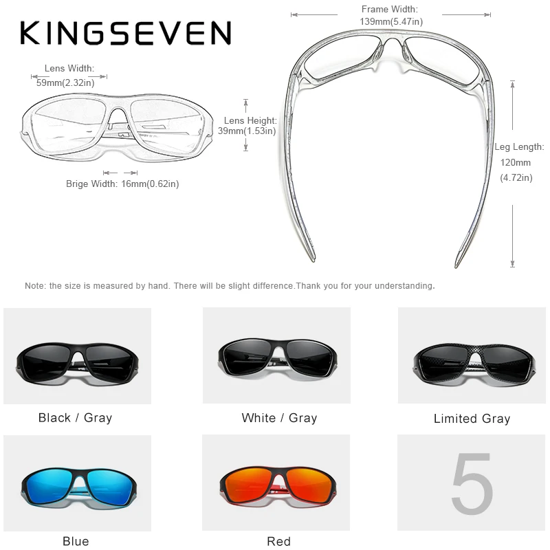 KINGSEVEN Ultralight Frame Polarized Sunglasses Men Fashion New Sports Style Square Sun Glasses Male Outdoor Travel UV Goggles