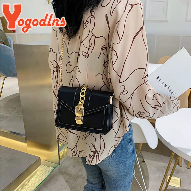 Yogodlns Small Summer Contrast Color PU Leather Crossbody Bags For Women New  Chain Shoulder Messenger Handbags Lady Hand Bag