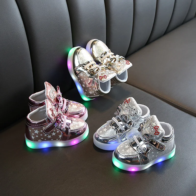 Spring Autumn Children\'s Sneakers With LED Light Kids Girls Toddler Casual Shoes high top lighting shoes Boy Luminous Sneakers