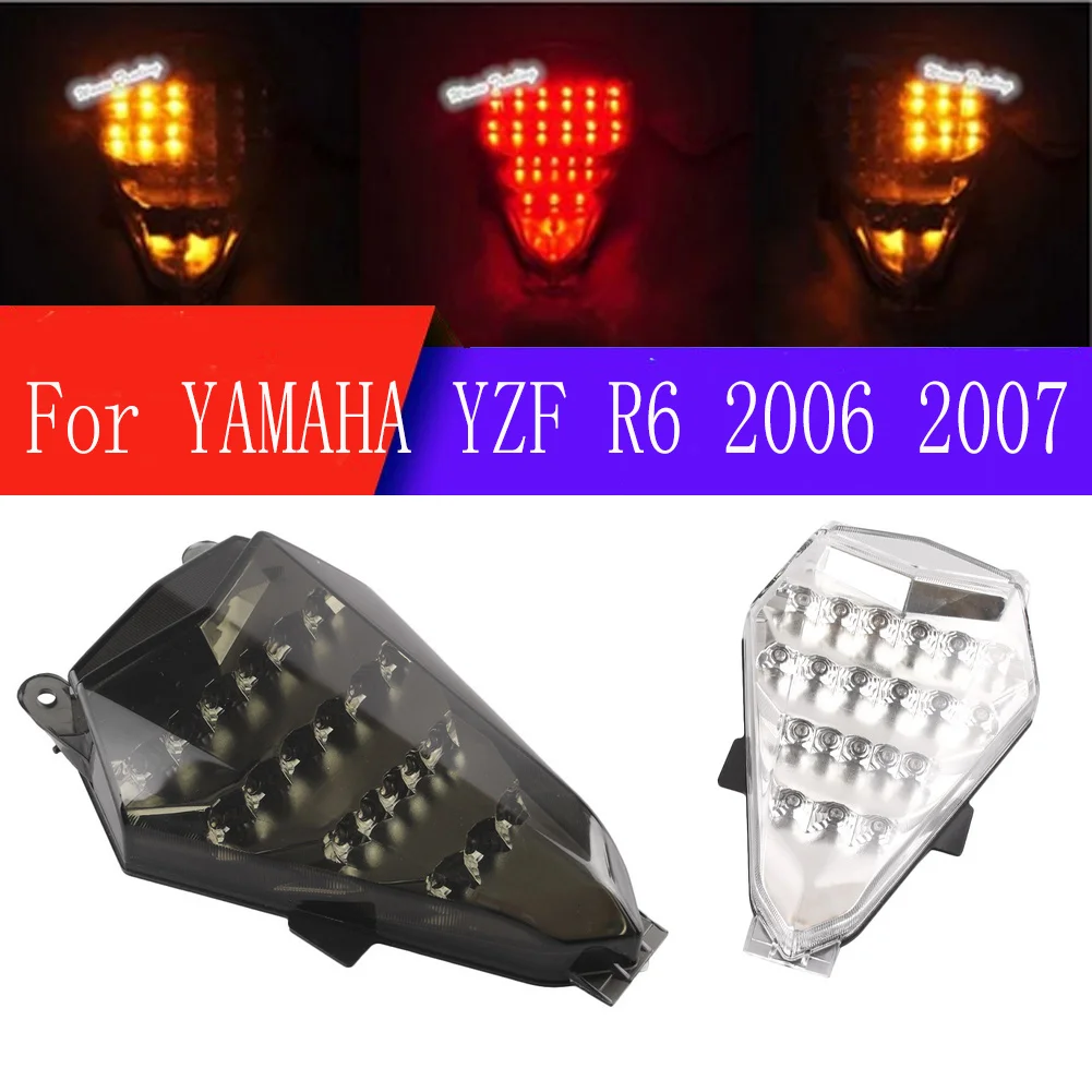 YZF-R6 Motorcycle Taillight LED Brake Lights Stop Rear Indicators Tail Light Turn Signal Lamp For YAMAHA YZFR6/YZF R6 2006 2007