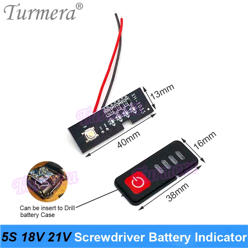 5S 18V 21V Electric Drill Screwdriver Battery Capacity Indicator LED Display for 5S1P 5S2P 18650 Lithium Batteries Use