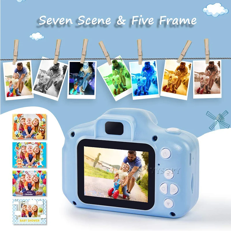 Cute Kids Mini Digital Photo Video Camera 2.0 inch HD Screen Small Toy Vlog Camcorder Videocamera Micro Cam Children Best Gift