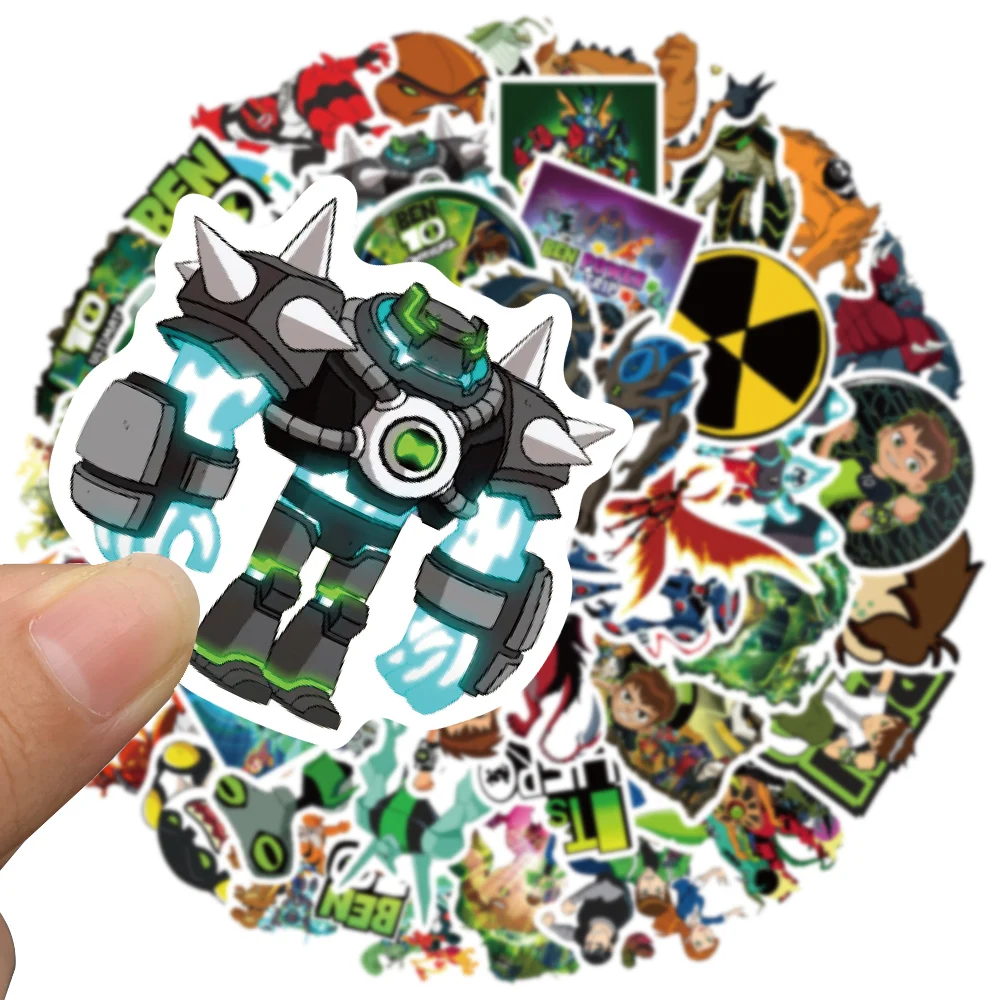 50pcs Cartoon Ben 10 Dinosaur Boy Stickers DIY Luggage Laptop Bicycle Skateboard Waterproof PVC Graffiti Children\'s Toy Stickers