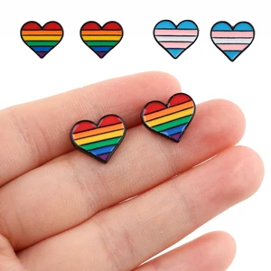 Transgender Bogenflagge Pride LGBT Liebhaber Herzstichstöckchen Gefangenen Jobs für Frauen Geschenk Edelstahl -Ohrring 6 Hauptverkaufs -Ohrring -Stolz LGBT - №5