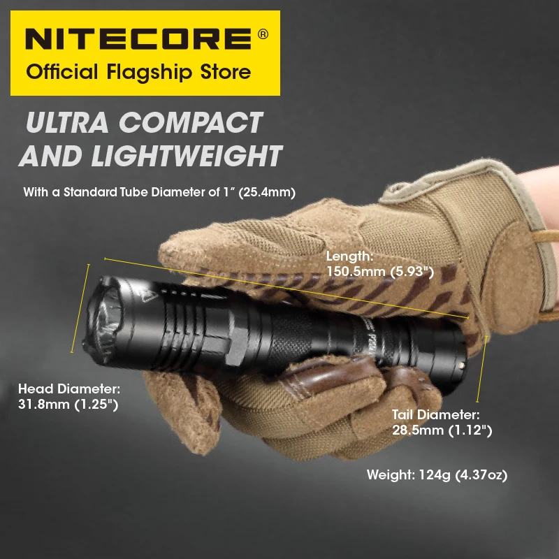 NITECORE P20i UV 1800 Lumens Self DefenseTactical Flashlight Rechargeable Dual Light Source UV Searchlight With NL2140i Battery