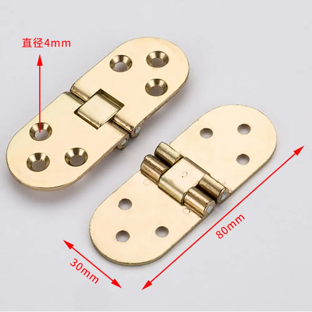 Zinc Alloy Mounted Folding Hinges Cabinet Door Hinge Sewing Machine Table Folding Flip Top Hinges Screws Fold Flap 80*30mm Gold