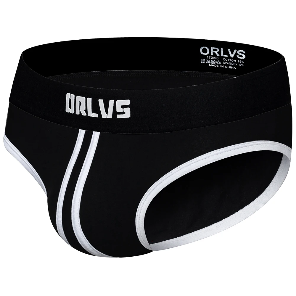 ORLVS Men\'s  Briefs Underwear Men Sexy Jockstrap Pouch Cuecas Man Cotton Panties Thongs Mesh Underpants Gay Slip Homme Srting