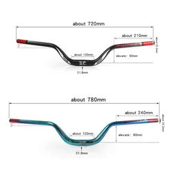 Bicycle Handlebar 31.8*720/780mm Mountain Bike Swallow-Shaped Handle Bar MTB Riser Handlebar 90mm Rise Steering Wheel Bike Parts