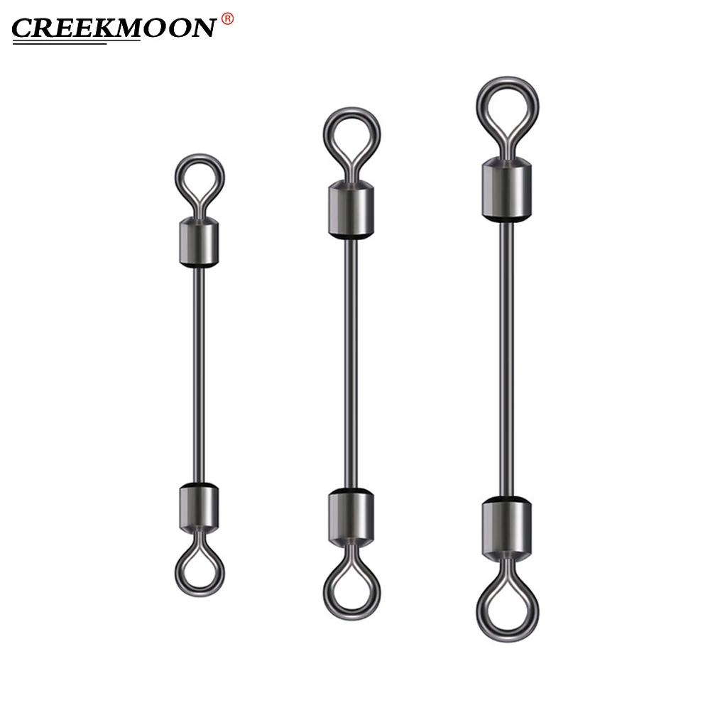 

50pcs Long Swivels Fishing Connector Ball Bearing Swivel Solid Rings Rolling Swivel Steel Hook Sea Boat Fishing Hook Accessories