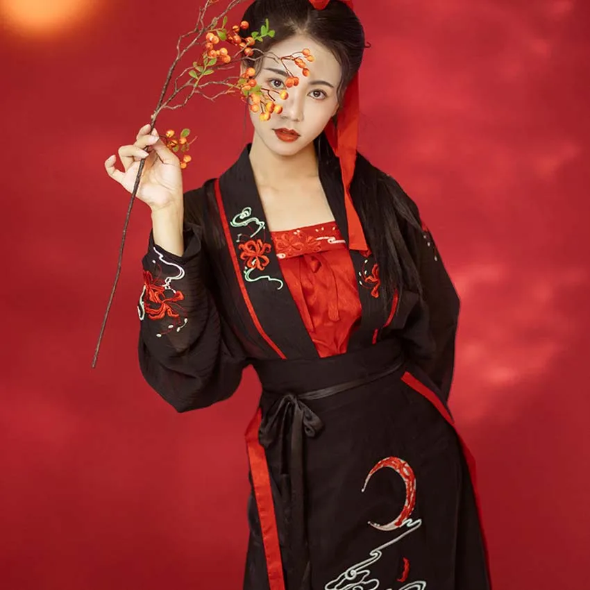 Robe de spectacle de danse pour femmes et filles, ensembles de Costumes chinois traditionnels Hanfu, rétro, broderie, anciens