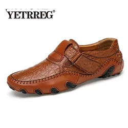 VANCAT Handmade Genuine Leather Mens Shoes Casual Luxury Brand Men Loafers Fashion Breathable Driving Shoes Slip On Moccasins