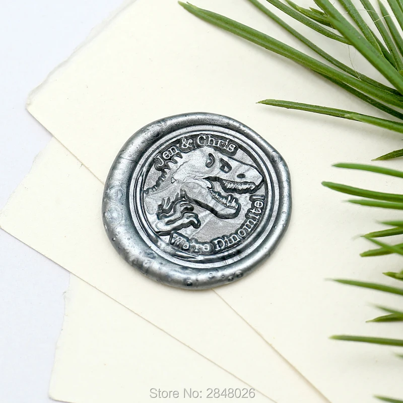 Custom Dinosaur theme Wax Seal Stamp, Wax Seal Stamp Kit,wedding invitation seals,wedding gift,monogram wood wax stamp