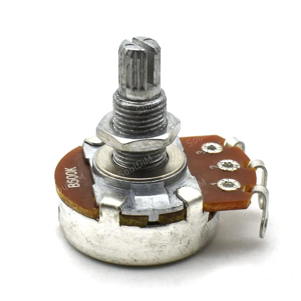 Grand potentiomètre A500K/B500K/A250K/B250K, 2 pièces, Pot cannelé pour guitare électrique, effet de basse, Volume de tonalité, pièces d\'arbre de