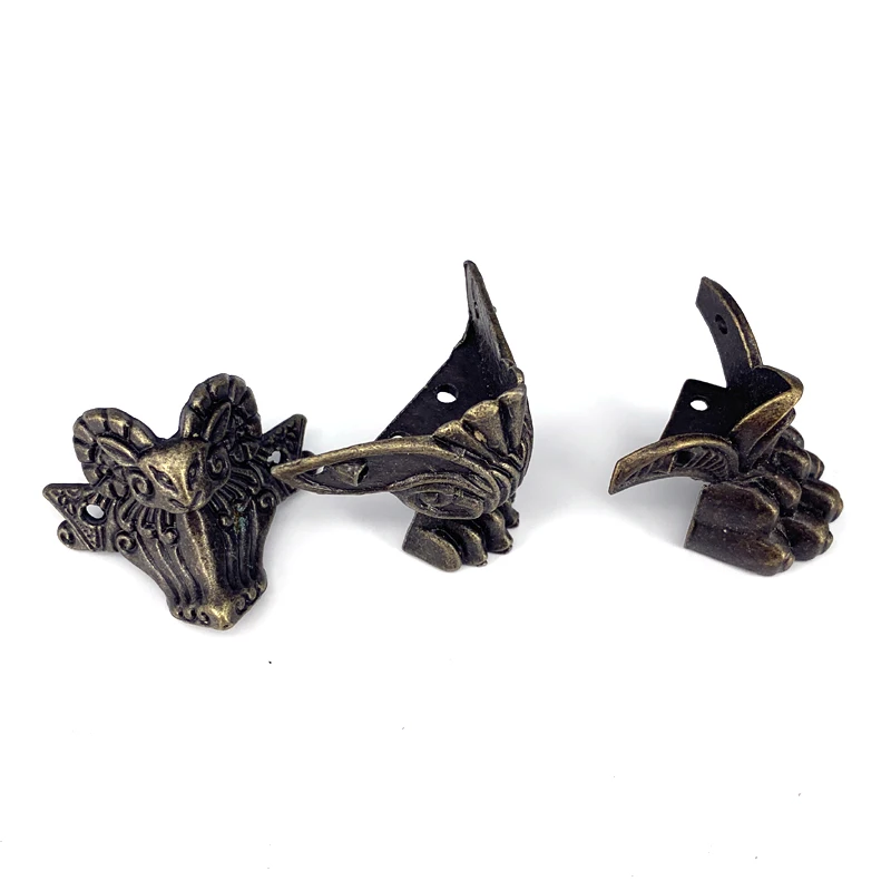 4PCS Antique Jewelry Box Corner Feet Protector Desk Box Edge Vintage Bronze Jewelry Box Wooden Box Feet Leg
