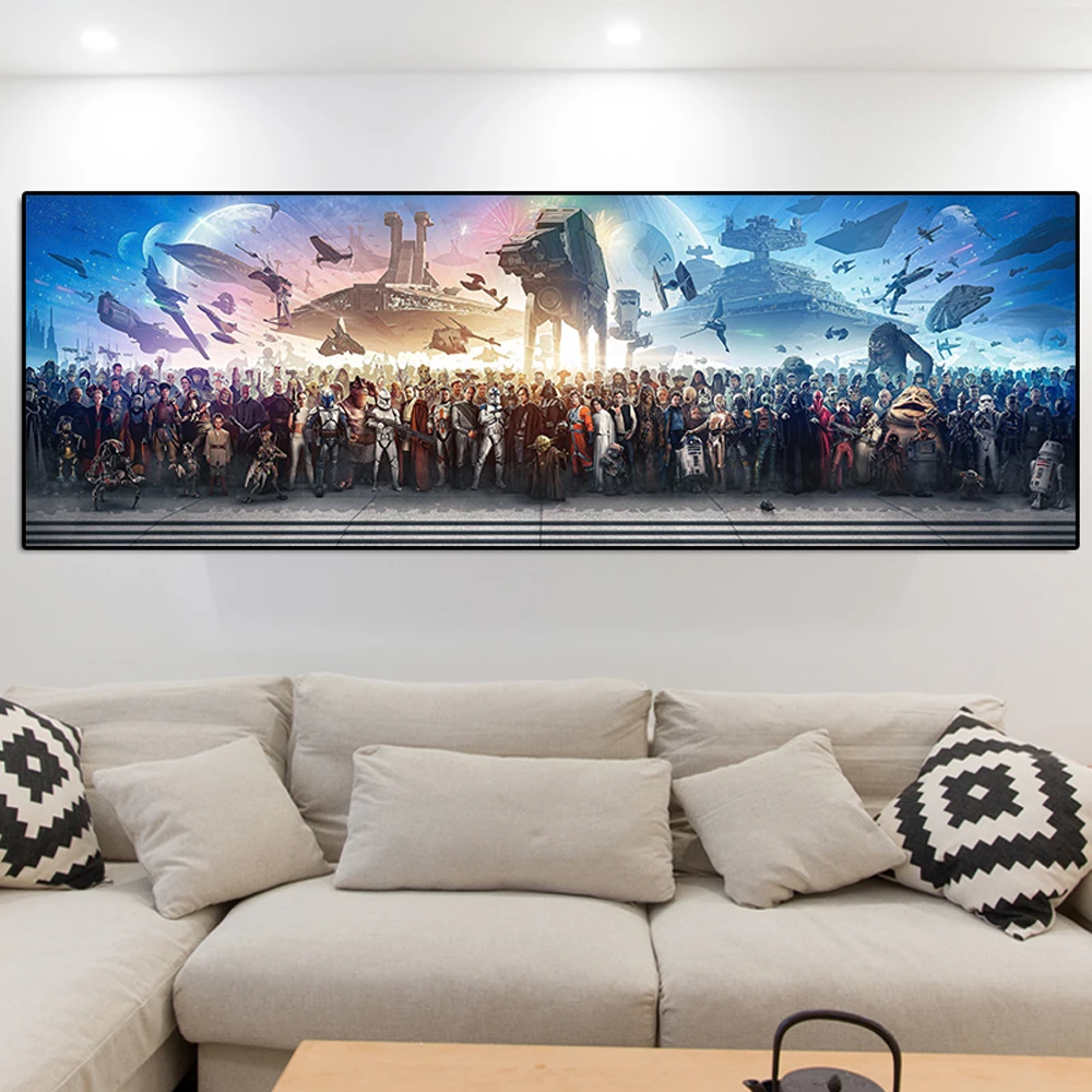 Disney Wars Fine Art Panorama Poster And Print Cartoon Avengers All Superhero Canvas Painting Large Wall Art Home Decoration