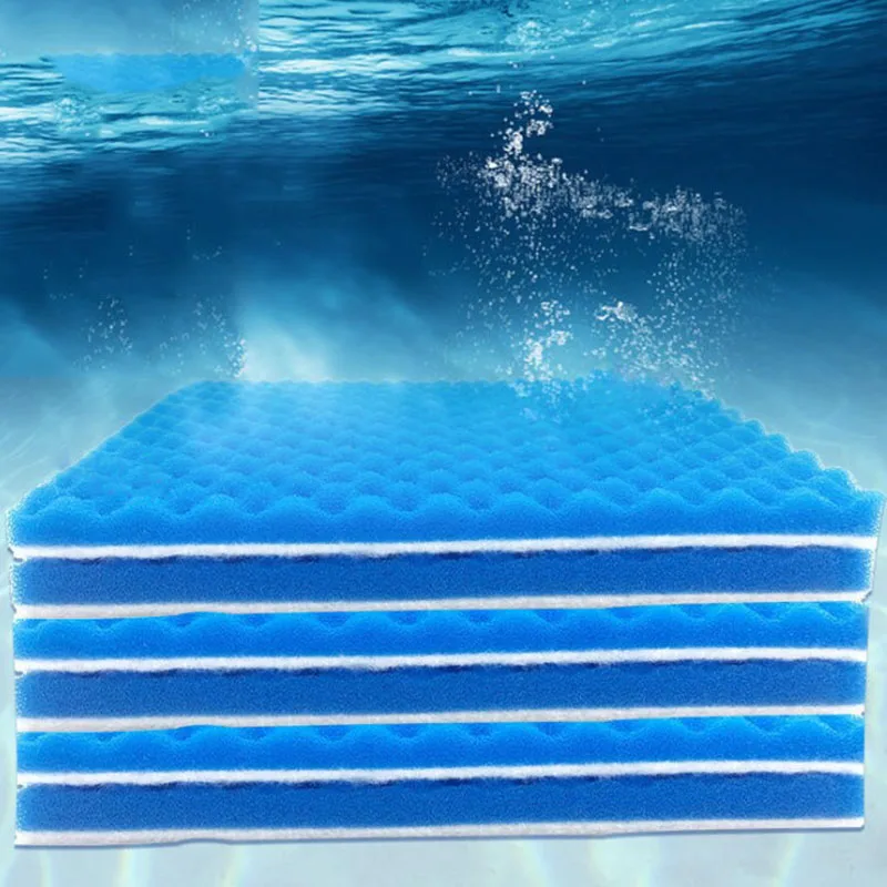 Blue and White 50cmx11cmx2cm Filtration Foam Aquarium Fish Tank Biochemical Filter Sponge Pad Skimmer Sponge Supply Tank