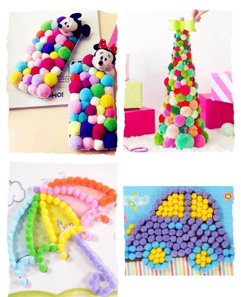 10mm To 30mm 20g Multi Size Mix Colors Pompom Fur Craft DIY Soft Pom Poms Balls Wedding Decoration Glue on Cloth Accessories