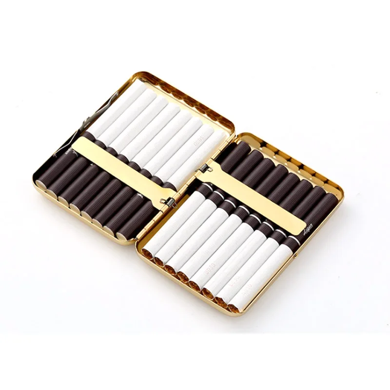 Unique Metal Mirror Cigarette Case Gold Retro Portable Pocket Cigaret Pack 16 Cigarette Boxes Man Smoker Gift