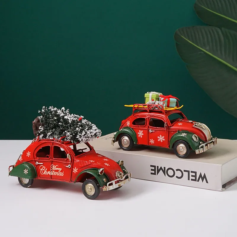 

Christmas decoration car model iron metal miniature car decoration retro industrial style gift Bar Cafe Restaurant soft props li