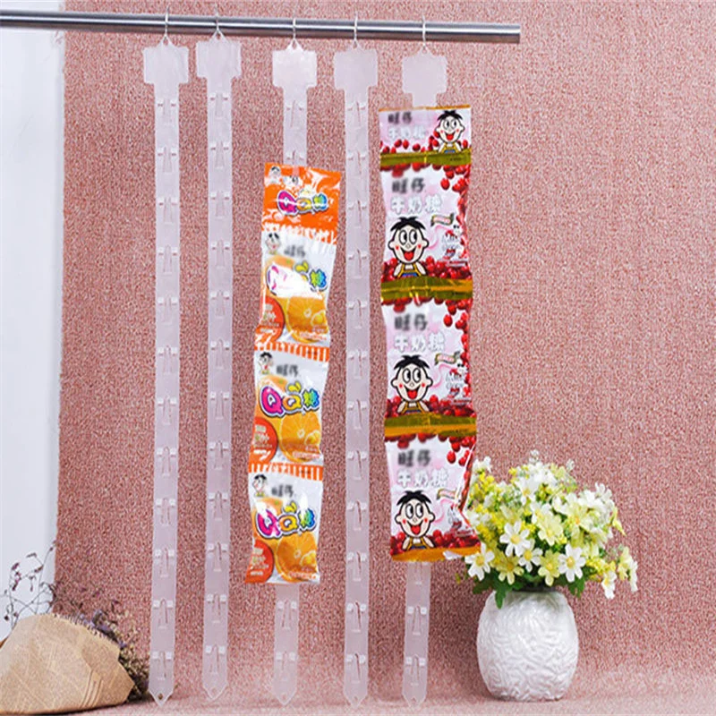 2Pc Plastic Merchandise Clear Display Hooks Strips With Clips Snack supermarket Hanging Commodity Promotion Retail Storage Strip