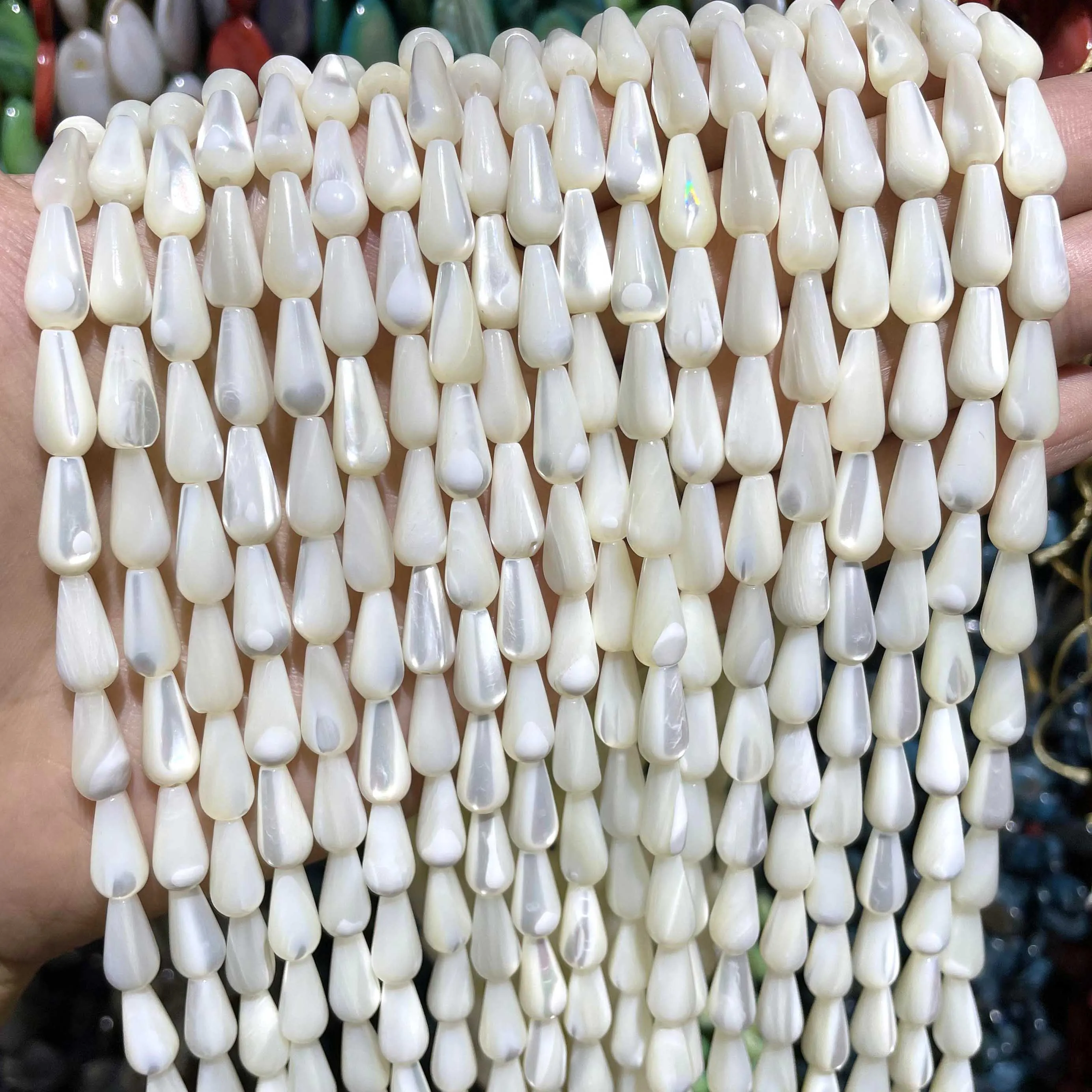 8 12 20mm Natural Water Drop Shape White Mother Of Pearl Mop Shell Beads For Jewelry Making DIY Bracelet Ear Studs Accessories