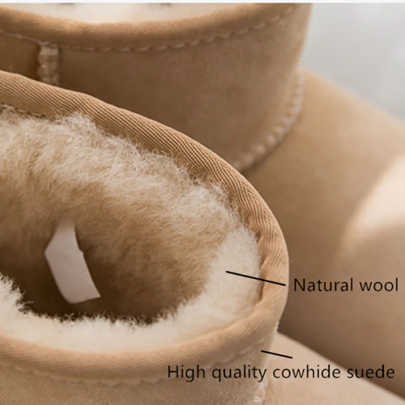 New 2023 Fashion Australia Natural Wool Lined Cowhide Upper Ankle Winter Women Classic Snow Boots High-quality Genuine Leather