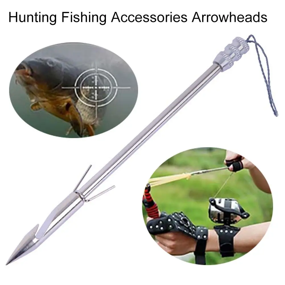 

1/4Pcs Silver Stainless Steel Hunting Slingshot Shooting Fish Fishing Catapults 14CM Arrowhead Dart Durable Fishing Accessories